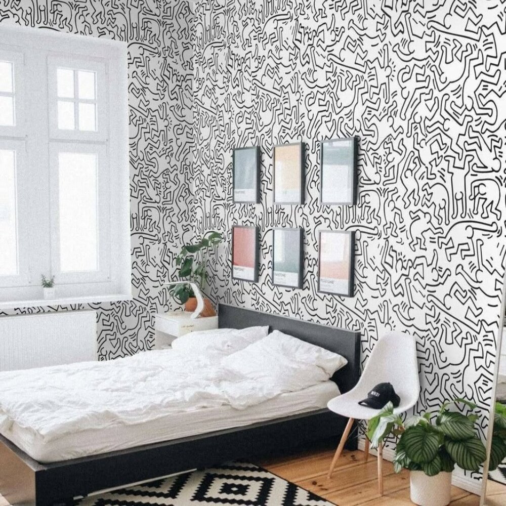 Keith Haring Inspired Street Art Wallpaper Total 59 sq/ft (8 Sheet of 27"x39")